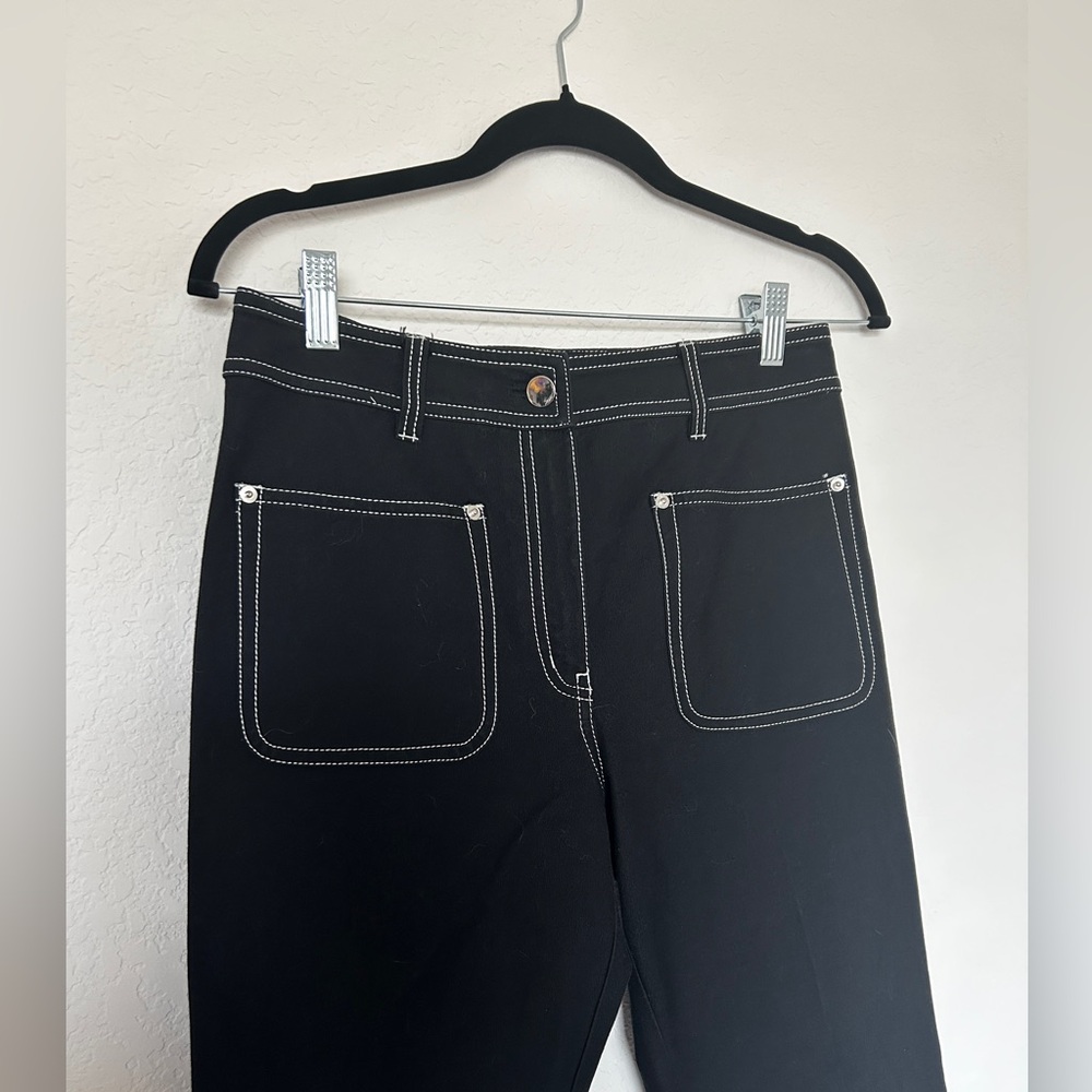 Derek Lam Black Cropped Pants with White Stitching - Picture 2 of 7